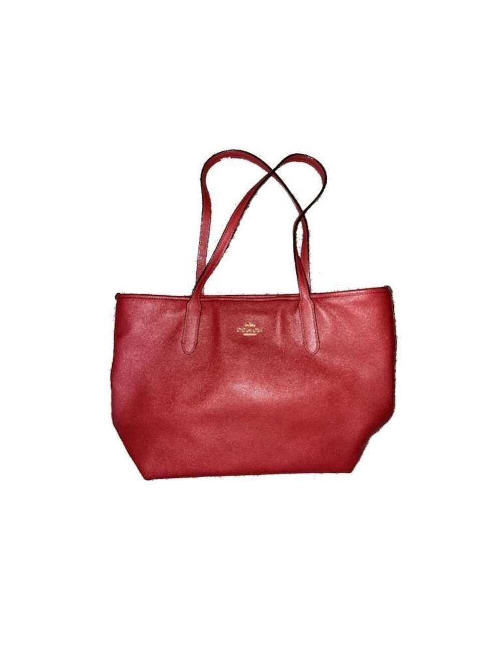 Coach City Tote in Red Crossgrain Leather